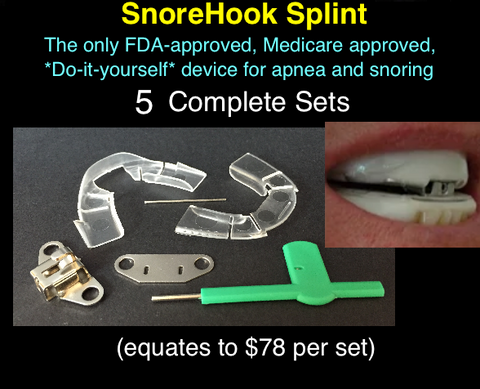 *SnoreHook Splint: 5 complete sets, NO THERMOBEADS